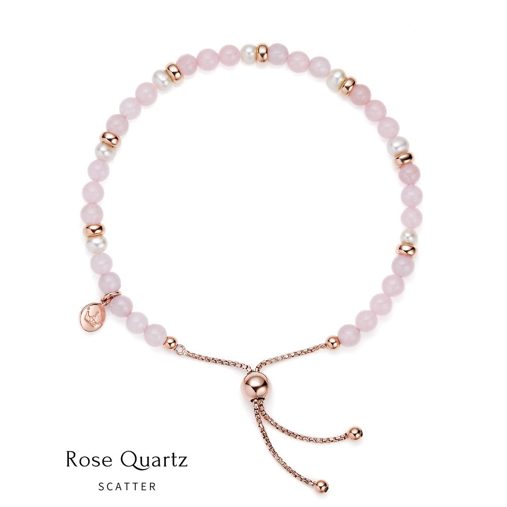 Jersey Pearl Sky Bracelet - Scatter Style in Rose Quartz