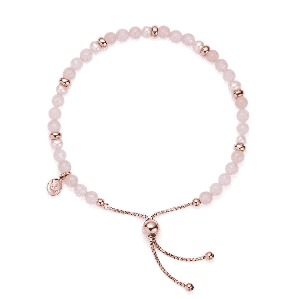 Jersey Pearl Sky Bracelet - Scatter Style in Rose Quartz