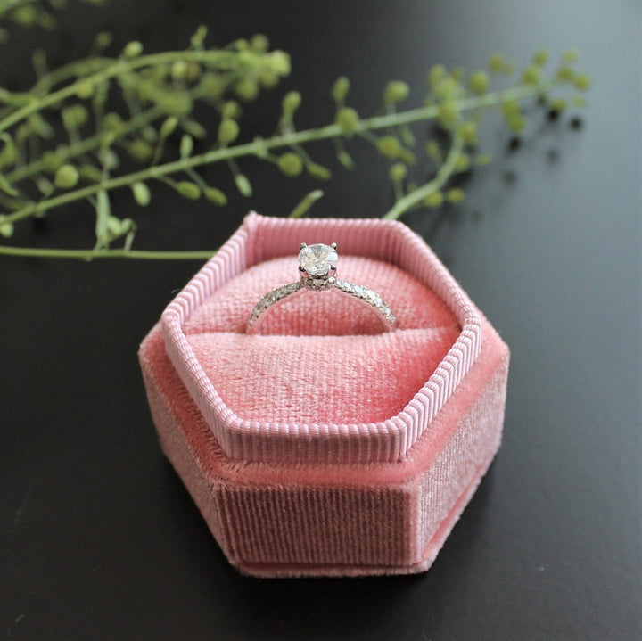 Brilliant Cut Engagement Ring with Diamond Collar and Band