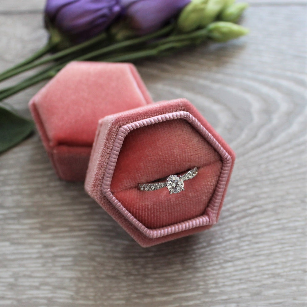 Brilliant Cut Engagement Ring with Diamond Collar and Band
