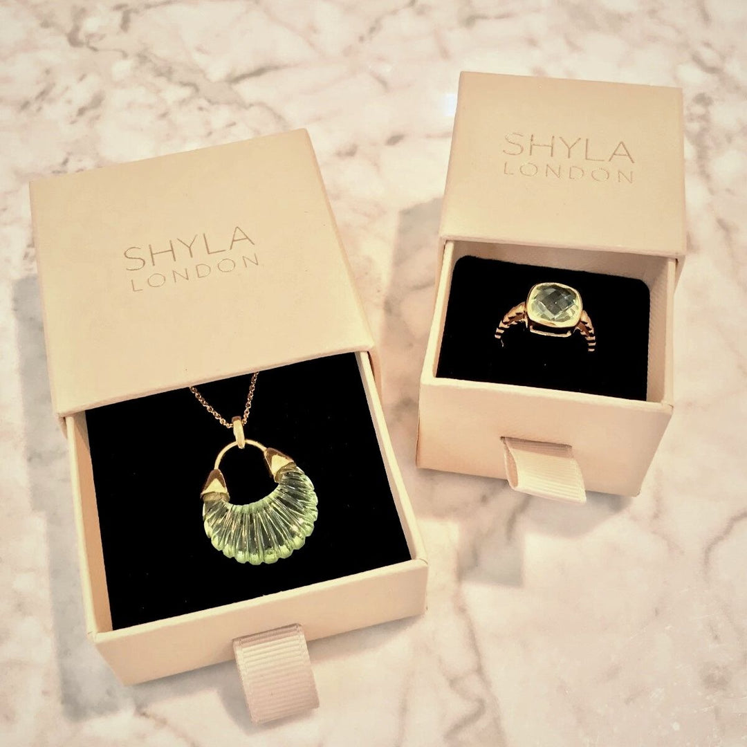 Shyla Lenny Square Gold Cocktail Ring - Champagne