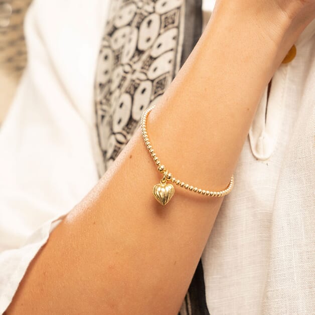 Annie Haak Santeenie Gold Charm Bracelet - Lined Heart 