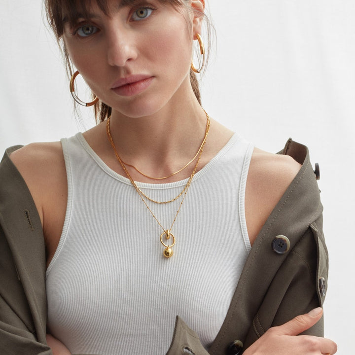 Shyla Layla Pendant Satellite Chain Gold Necklace