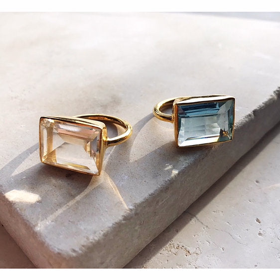 Shyla London Lenny Square Cocktail Ring - Champagne