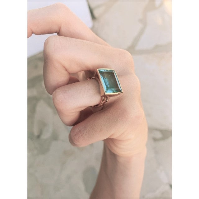 Shyla Lenny Gold Cocktail Ring - Light Blue