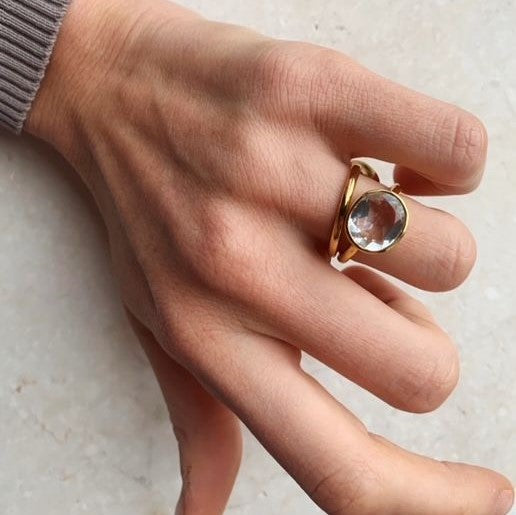 Shyla London Oval Chunky Ring - Crystal Clear