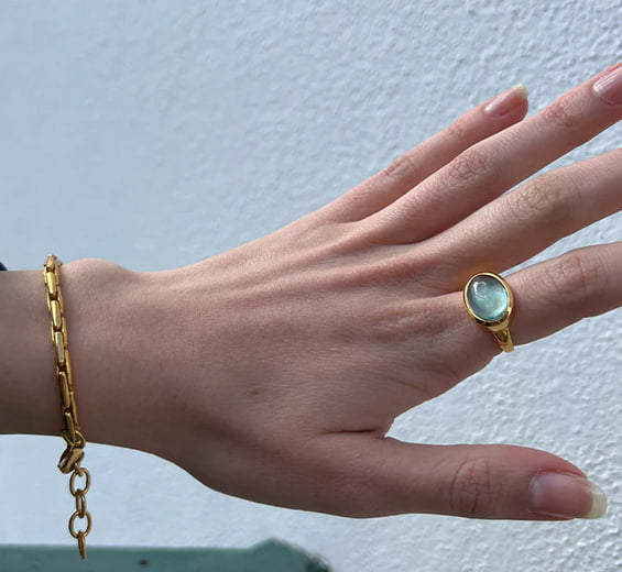 Shyla London Sian Gold Ring - Light Blue