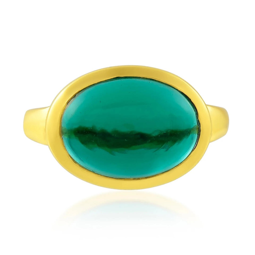Shyla London Sian Gold Ring - Emerald Green