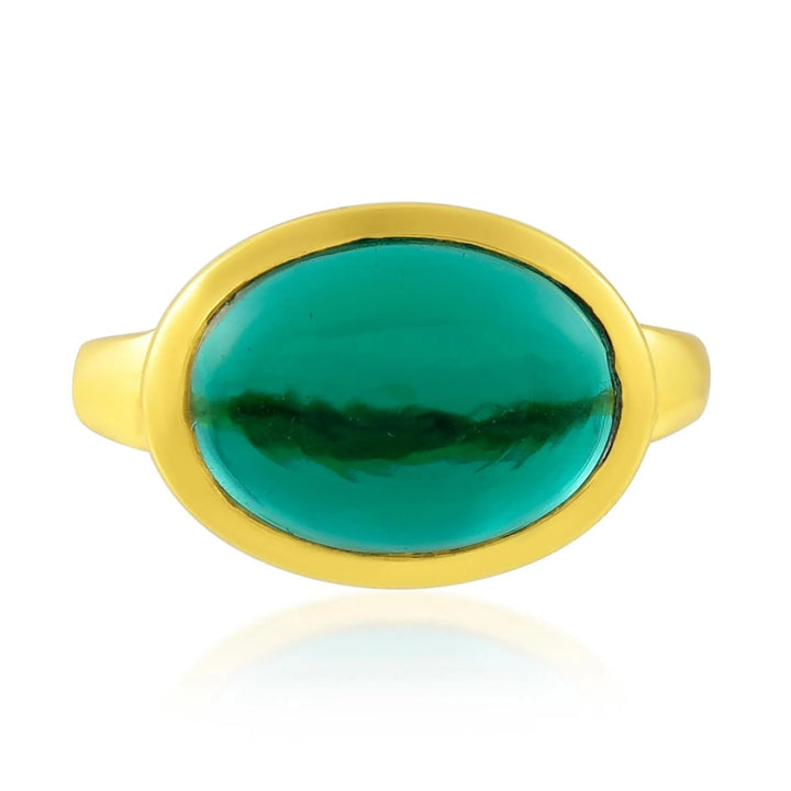 Shyla London Sian Gold Ring - Emerald Green