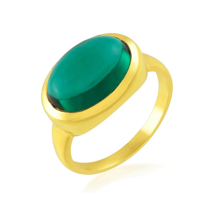 Shyla London Sian Gold Ring - Emerald Green