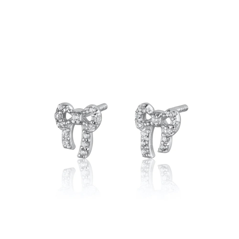 Scream Pretty Bow Stud Earrings - Silver SPS-278a