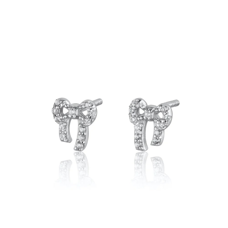 Scream Pretty Bow Stud Earrings - Silver SPS-278a