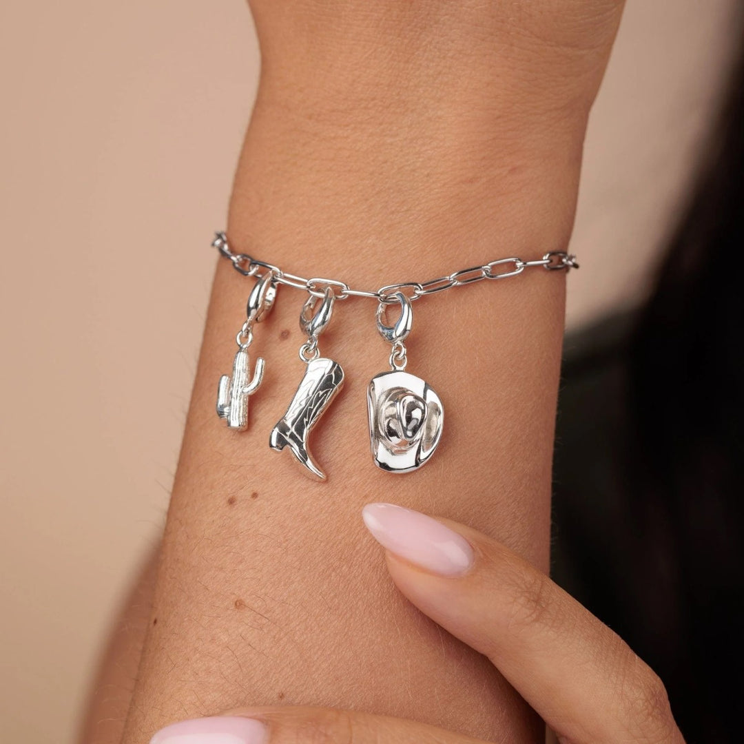 Lily Charmed Cowboy Boot Charm Silver