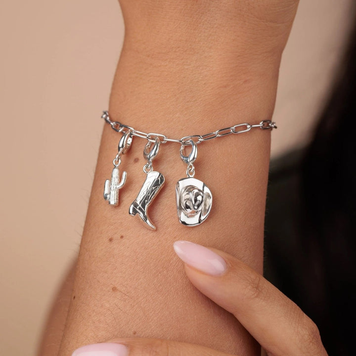 Lily Charmed Cowboy Boot Charm Silver
