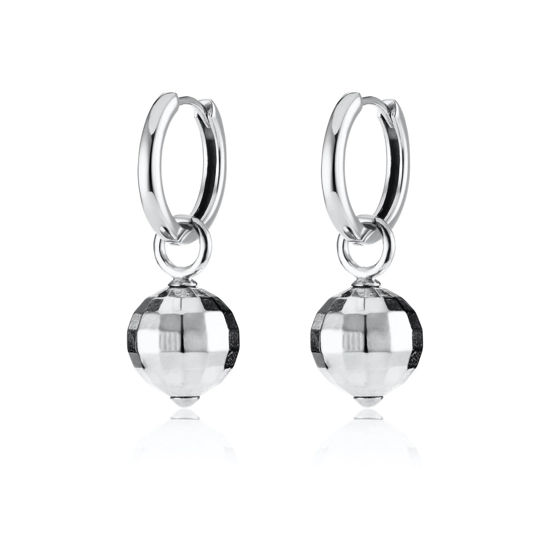 Scream Pretty Disco Ball Hoop Earrings - Silver
