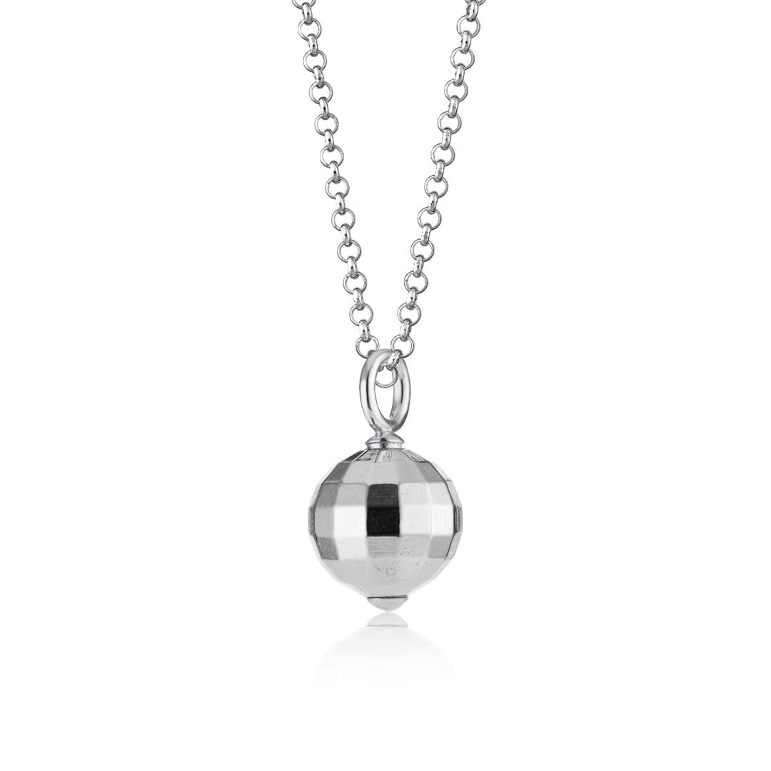 Scream Pretty Disco Ball Charm Necklace - Silver