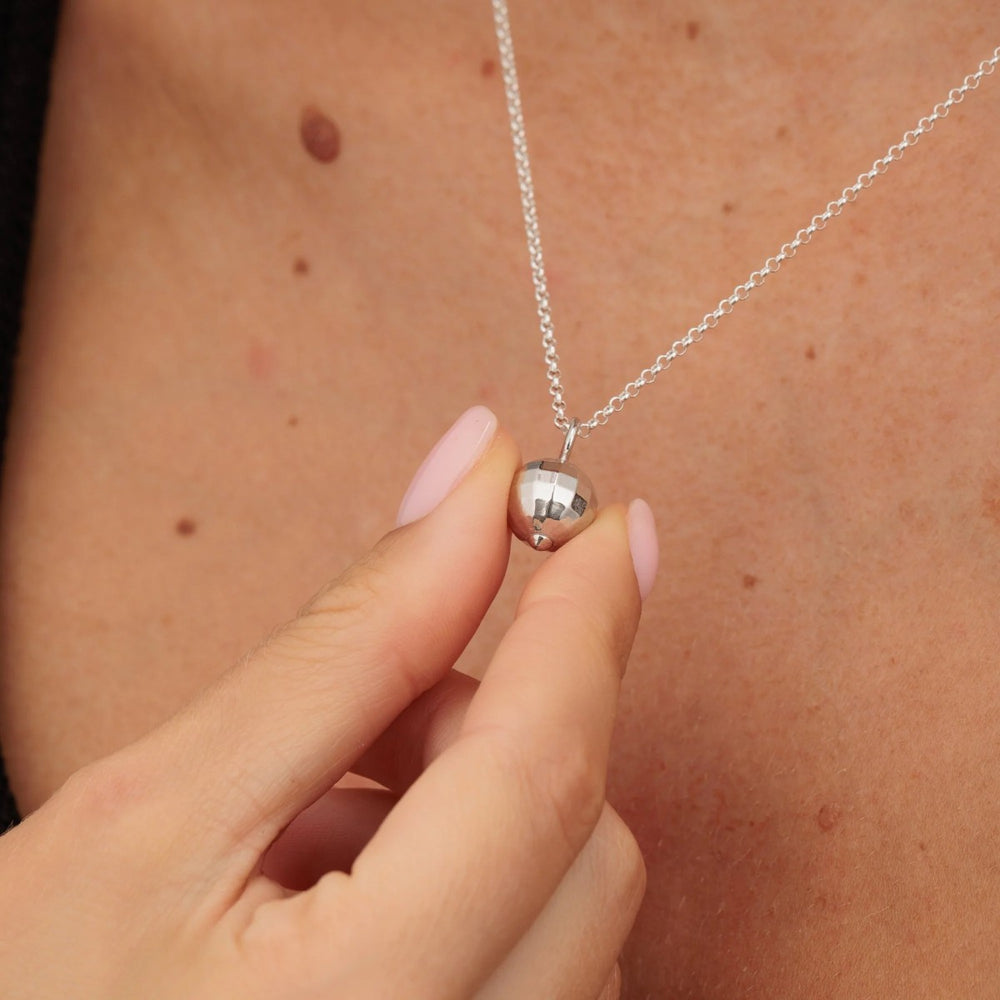 Scream Pretty Disco Ball Charm Necklace - Silver