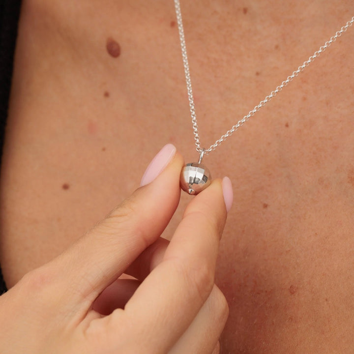 Scream Pretty Disco Ball Charm Necklace - Silver