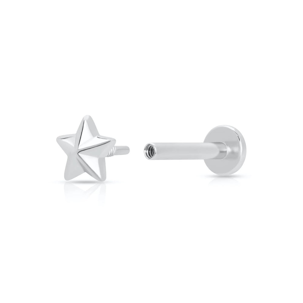 Scream Pretty Faceted Star Single Flat Back Earring - Silver