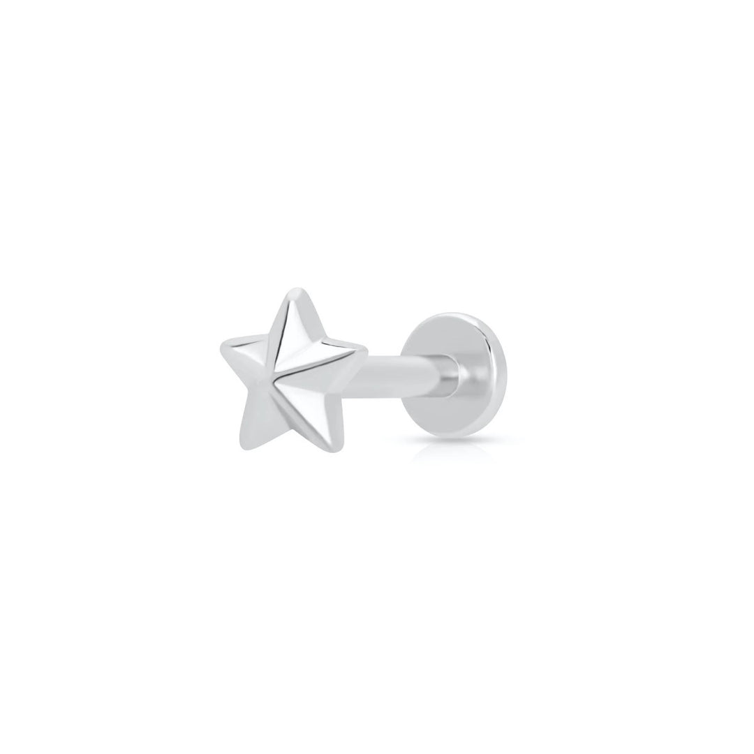 Scream Pretty Faceted Star Single Flat Back Earring - Silver