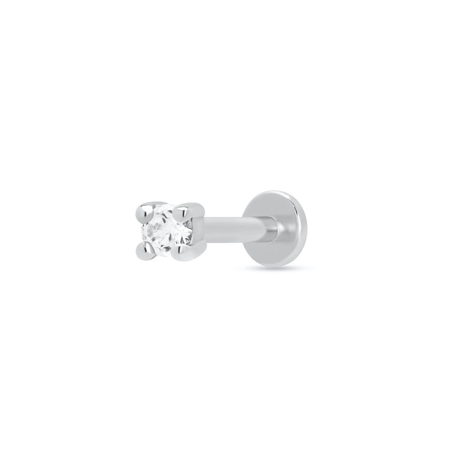 Scream Pretty Clear Stone Single Flat Back Earring - Silver