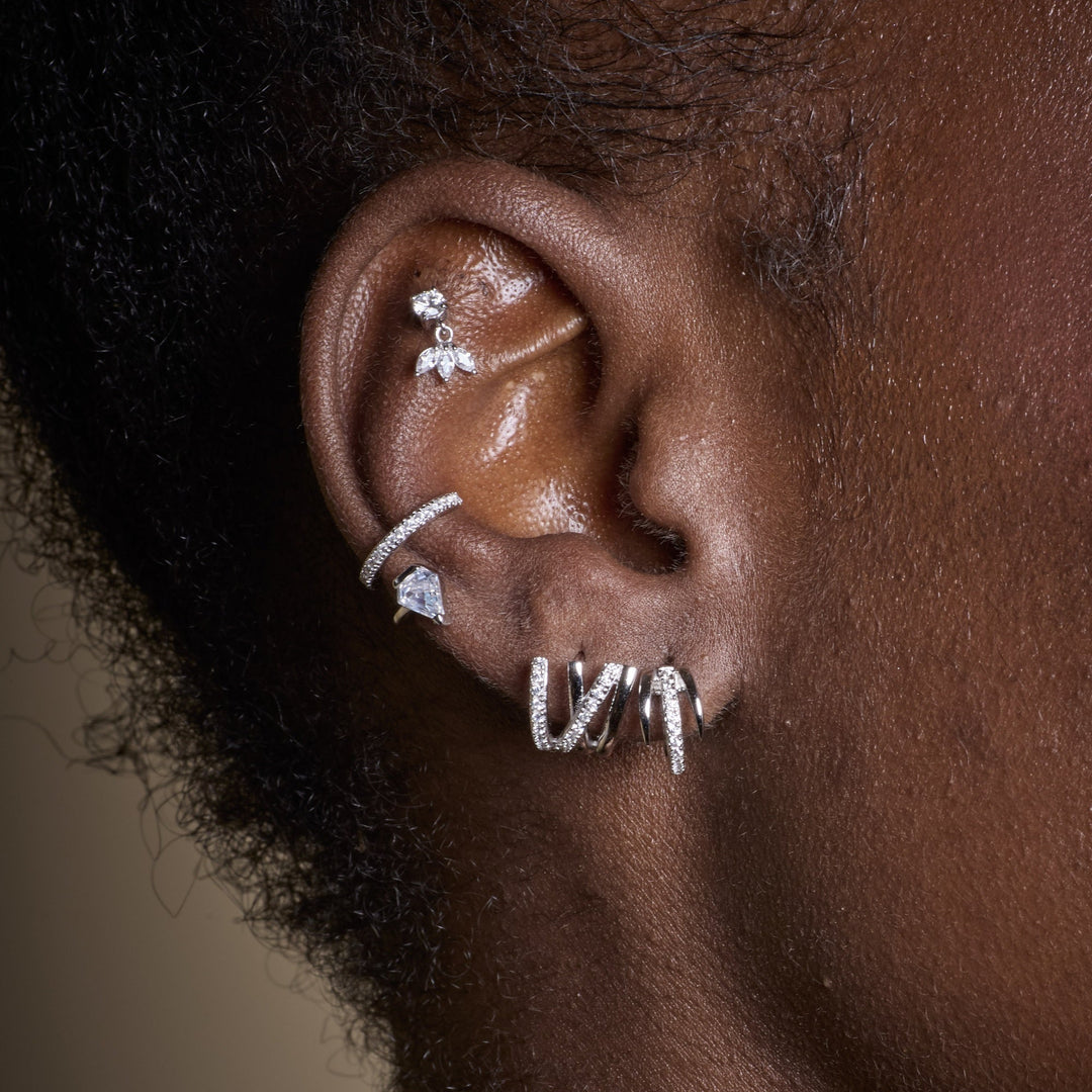Niche Jewellery Scream Pretty Crossed Illusion Hoop Stud Earrings - Silver detail