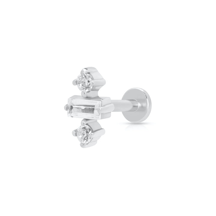 Scream Pretty Jessica Baguette Single Flat Back Earring - Silver