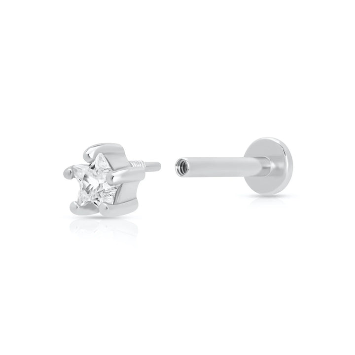 Scream Pretty Sparkling Star Single Flat Back Earring - Silver