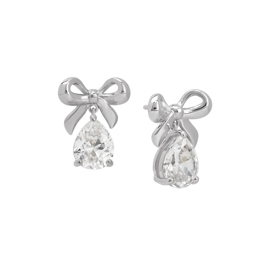 Amelia Scott Amelia Bow Stud Silver Earrings with Clear Cubic Zirconia AS22TRE56