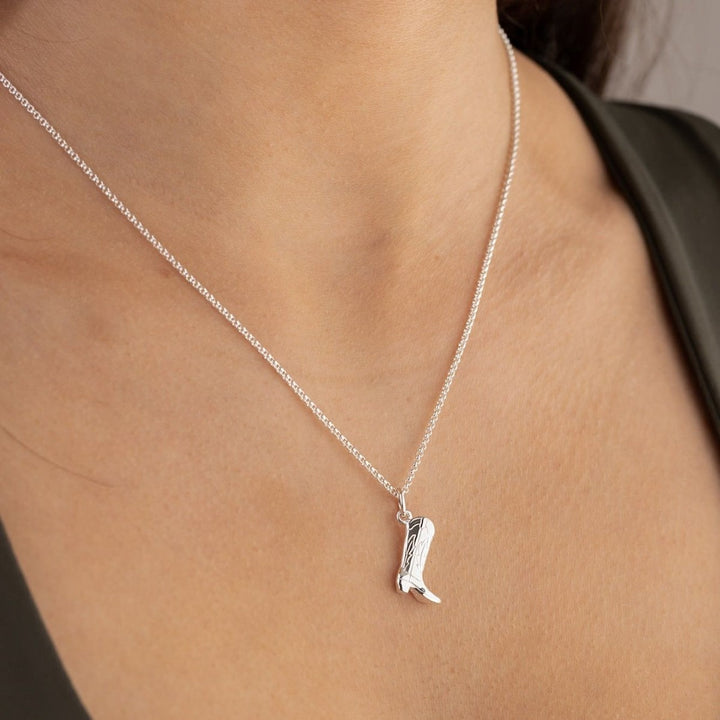 Scream Pretty Cowboy Boot Necklace - Silver