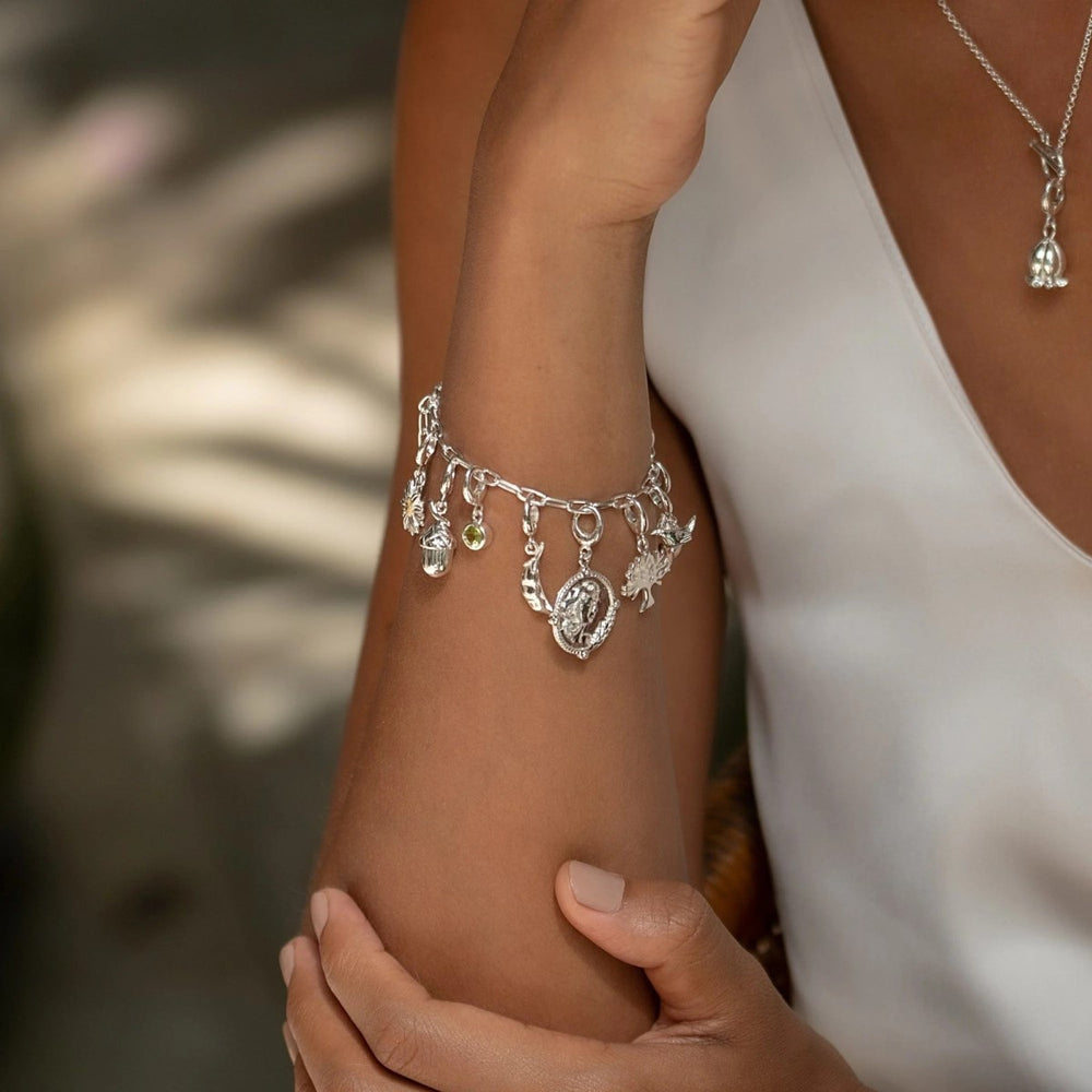 Lily Charmed Oval Link Charm Bracelet Silver - item number CBRSOVAL