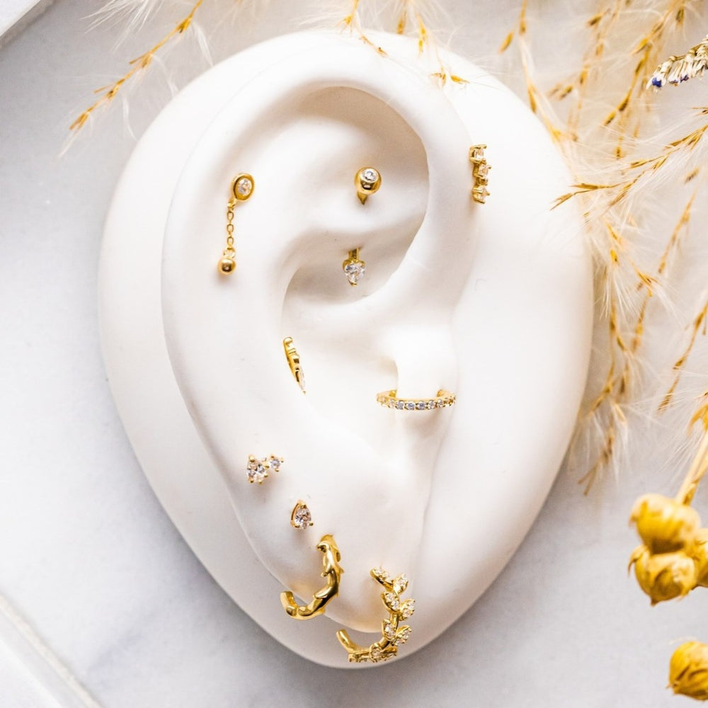 Tish Lyon 14ct Yellow Gold Double Gem Threadless Labret Single Earring