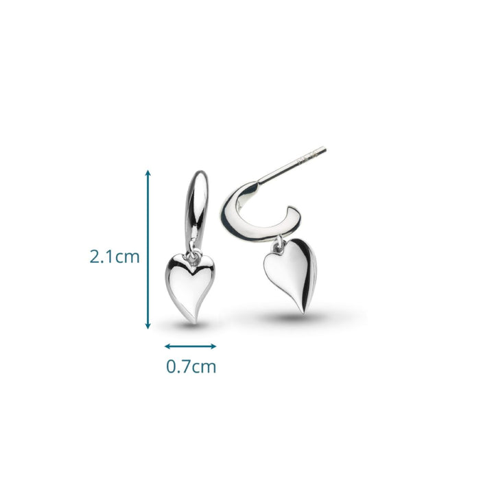 Kit Heath Desire Kiss Mini Heart Semi Hoop Stud Drop Earrings -60BKRP