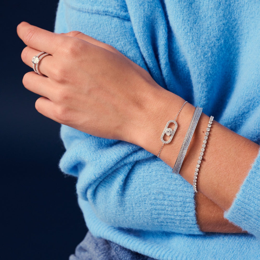 Sif Jakobs Silver Ellera Grande Bracelet - Silver with White Zirconia SJ-B2870-CZ