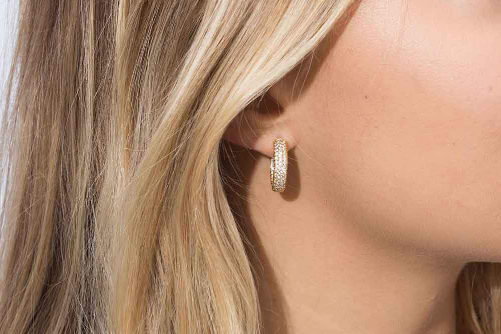 Sif Jakobs Earrings Imperia - 18k Gold Plated with White Zirconia - SJ-E1857-CZ-YG