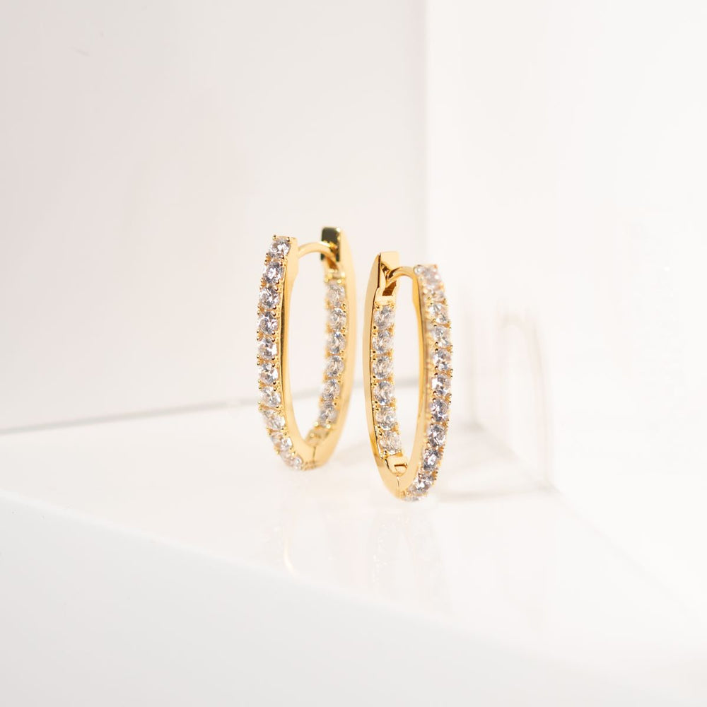 Sif Jakobs Ellisse Piccolo Earrings 18k Gold Plated with White Zirconia - SJ-E2312-CZ-YG