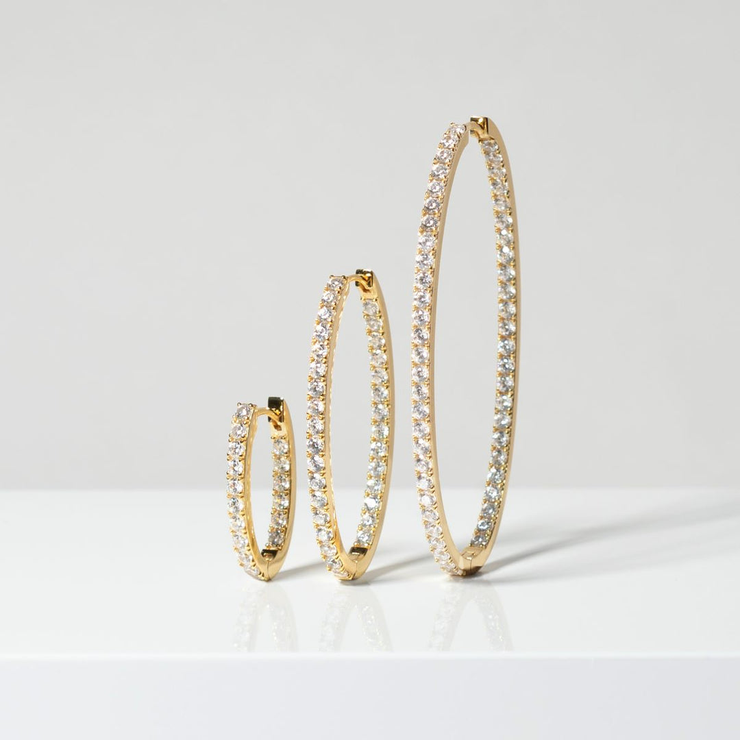 Sif Jakobs Ellisse Medio Earrings 18k Gold Plated with White Zirconia - SJ-E2313-CZ-YG