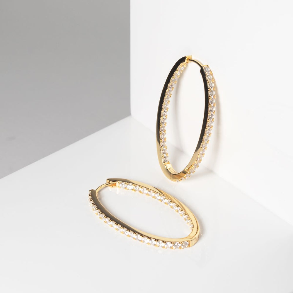 Sif Jakobs Ellisse Medio Earrings 18k Gold Plated with White Zirconia - SJ-E2313-CZ-YG