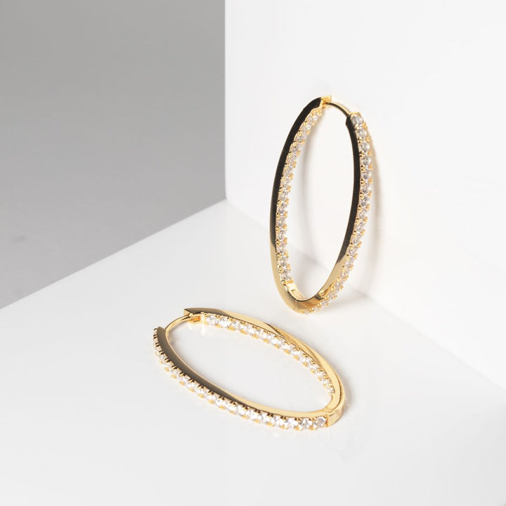 Sif Jakobs Ellisse Medio Earrings 18k Gold Plated with White Zirconia - SJ-E2313-CZ-YG