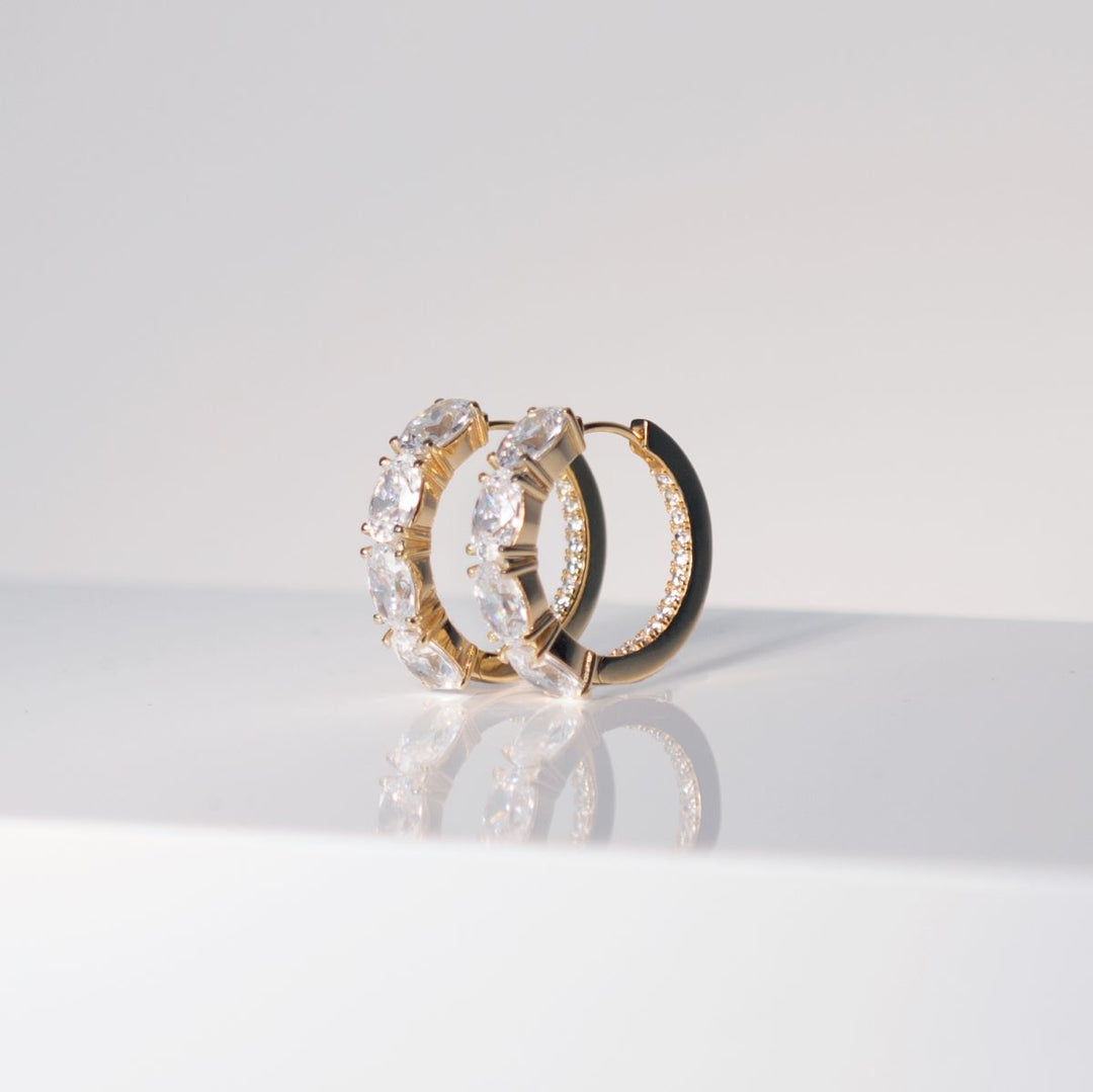 Sif Jakobs Ellisse Creolo Earrings - Gold with White Zirconia - SJ-E2315-CZ-YG