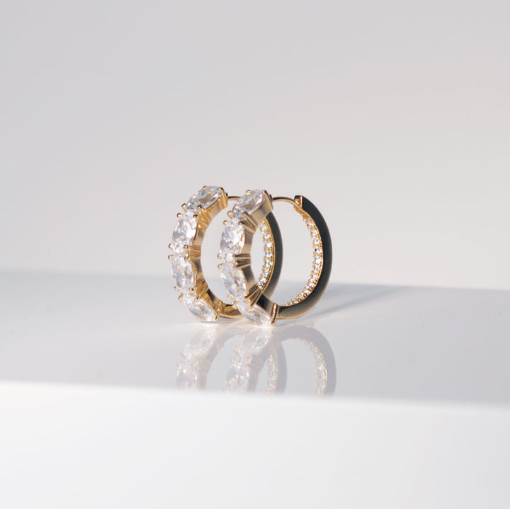 Sif Jakobs Ellisse Creolo Earrings - Gold with White Zirconia - SJ-E2315-CZ-YG