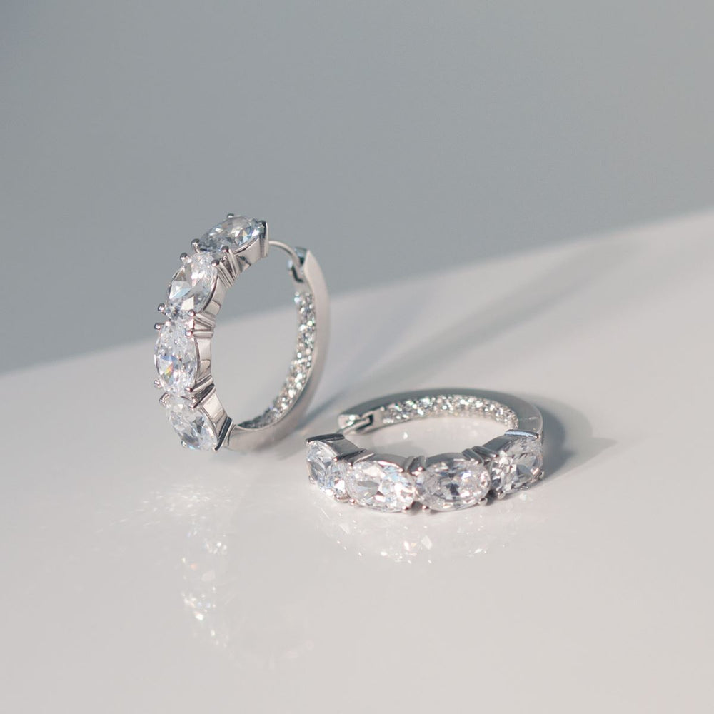 Sif Jakobs Ellisse Creolo Earrings with White Zirconia - SJ-E2315-CZ
