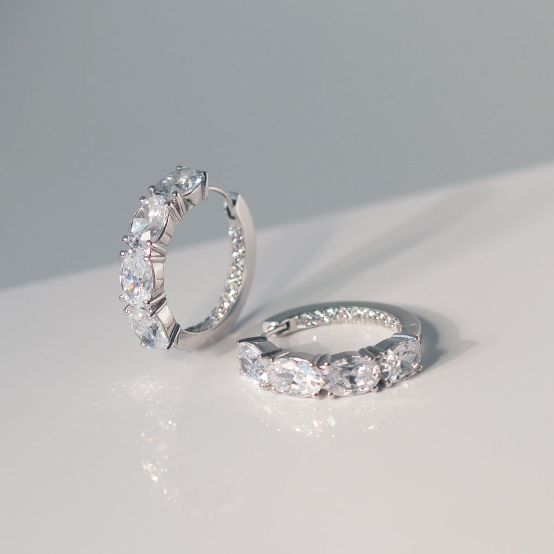Sif Jakobs Ellisse Creolo Earrings with White Zirconia - SJ-E2315-CZ