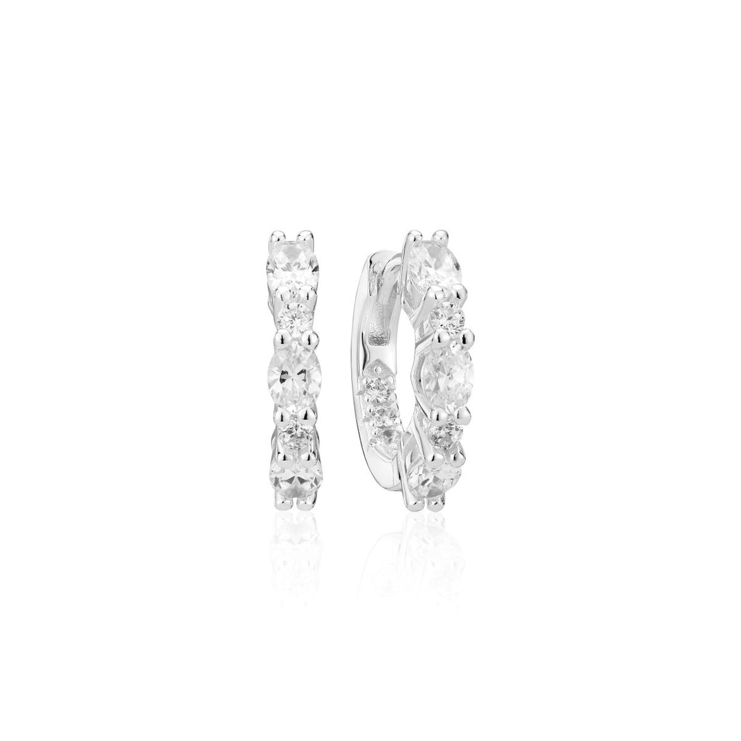 Sif Jakobs Ellera Ovale Medio Earrings - Silver with White Zirconia- SJ-E2412-CZ