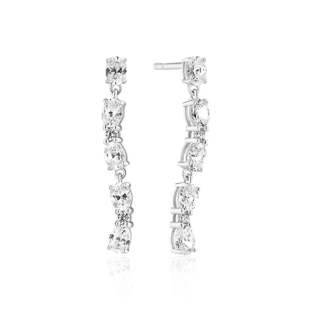 Sif Jakobs Ellera Ovale Sette Earrings - Silver with White Zirconia - SJ-E2417-CZ