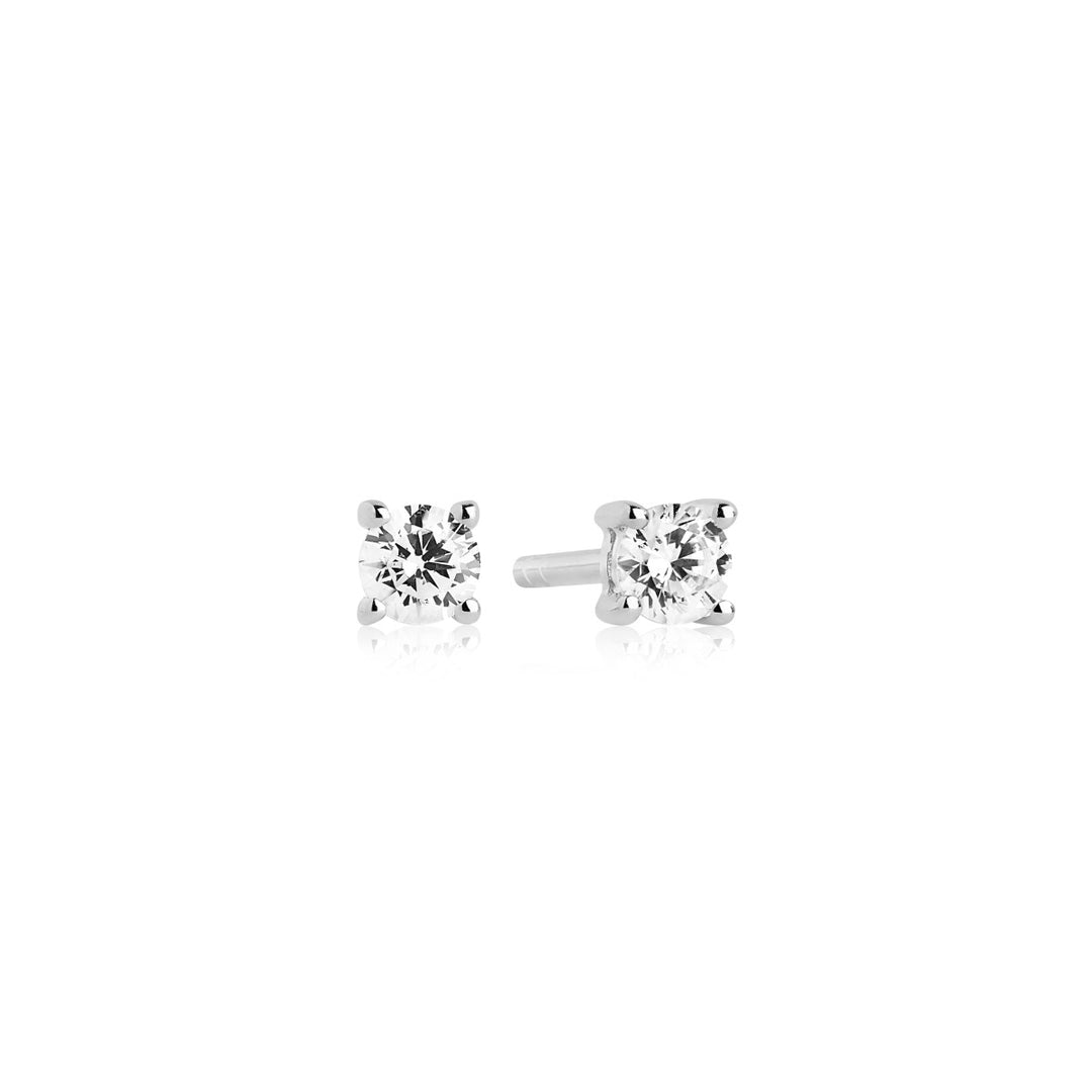 Sif Jakobs Princess Round Piccolo Earrings - Silver with White Zirconia