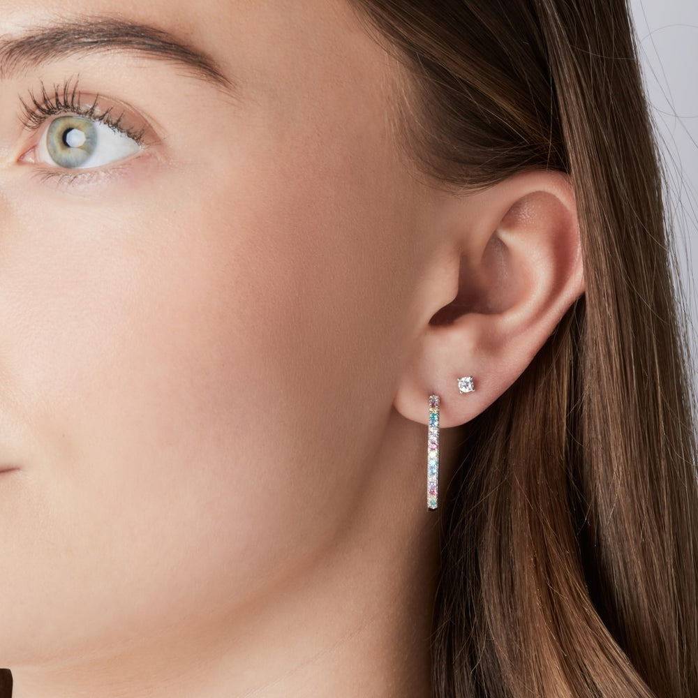 Sif Jakobs Princess Round Piccolo Earrings - Silver with White Zirconia