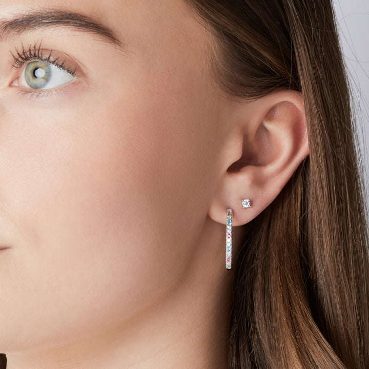 Sif Jakobs Princess Round Piccolo Earrings - Silver with White Zirconia