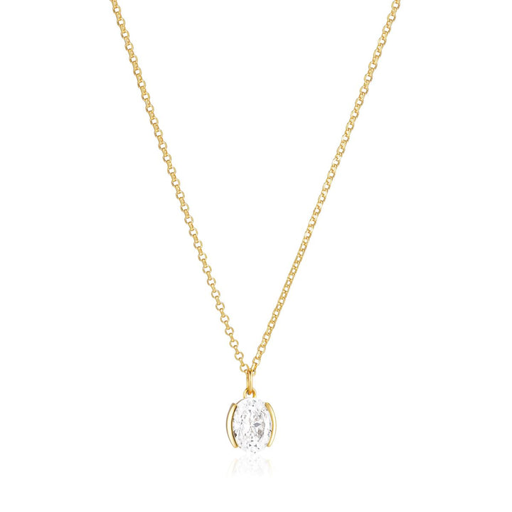 Sif Jakobs Ellisse Carezza Necklace 18k Gold Plated White CZ - SJ-N2353-CZ-YG