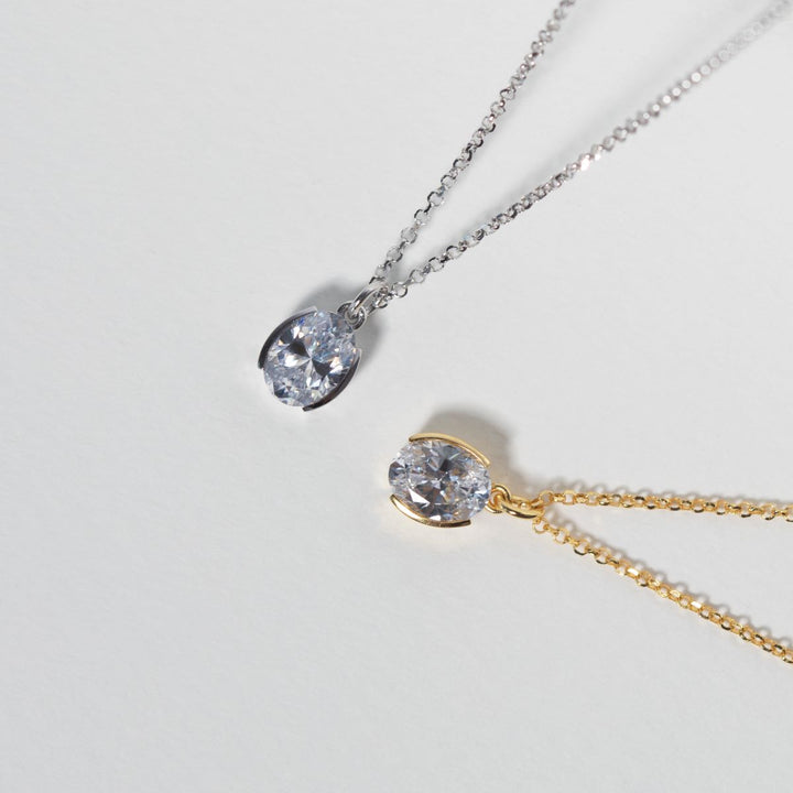 Sif Jakobs Ellisse Carezza Necklace 18k Gold Plated White CZ - SJ-N2353-CZ-YG